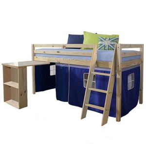 KONDELA Alzena 90 drevená poschodová posteľ s roštom borovica / modrá vyobraziť