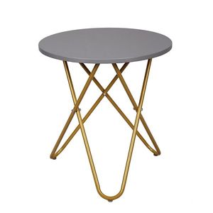 KONDELA Rondel okrúhly príručný stolík sivá / zlatá vyobraziť