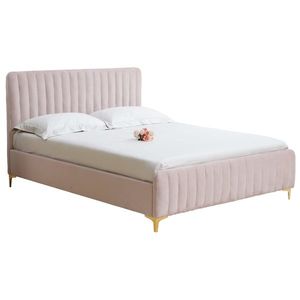 KONDELA Kaisa čalúnená manželská posteľ s roštom ružová / zlatá matná vyobraziť