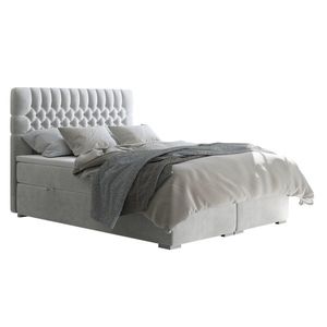 KONDELA Fonda čalúnená manželská posteľ s matracom svetlosivá vyobraziť