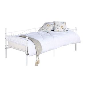 KONDELA Rozali kovová jednolôžková posteľ s roštom 90x200 cm biela vyobraziť