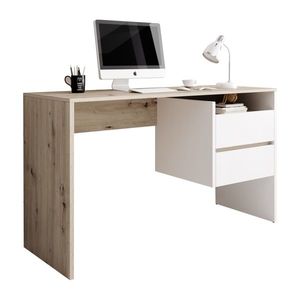 KONDELA Tulio písací stôl dub artisan / biely mat vyobraziť