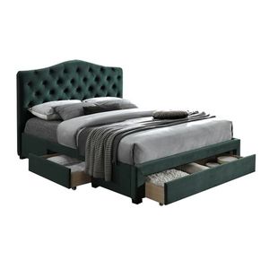 KONDELA Kesada manželská posteľ s roštom 160x200 cm smaragdová (Velvet) vyobraziť