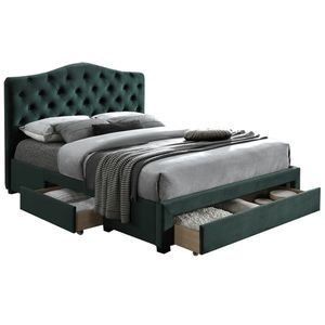 KONDELA Kesada manželská posteľ s roštom 180x200 cm smaragdová (Velvet) vyobraziť