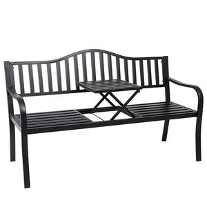 KONDELA Dagno záhradná lavička so stolíkom čierna vyobraziť