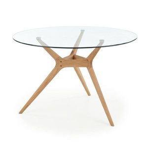 HALMAR Ashmore okrúhly sklenený jedálenský stôl priehľadná / prírodná vyobraziť