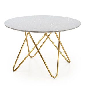 HALMAR Bonello okrúhly jedálenský stôl sivý mramor / zlatá vyobraziť