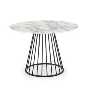 HALMAR Brodway okrúhly jedálenský stôl biely mramor / čierna vyobraziť