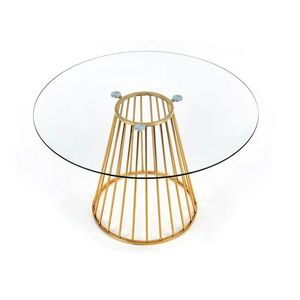 HALMAR Liverpool okrúhly sklenený jedálenský stôl priehľadná / zlatá vyobraziť