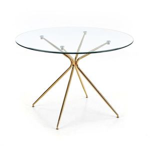HALMAR Rondo okrúhly sklenený jedálenský stôl priehľadná / zlatá vyobraziť