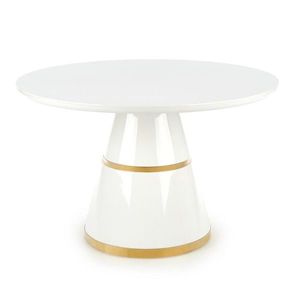 HALMAR Vegas okrúhly jedálenský stôl biely lesk / zlatá vyobraziť