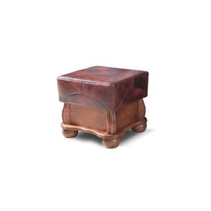 PYKA Parys kožená taburetka drevo D3 / hnedá (S42) vyobraziť