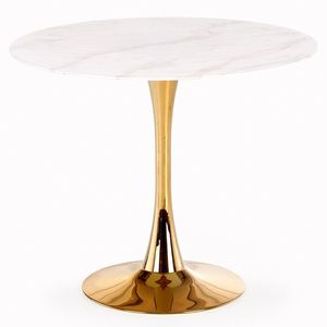 HALMAR Casemiro okrúhly jedálenský stôl biely mramor / zlatá vyobraziť