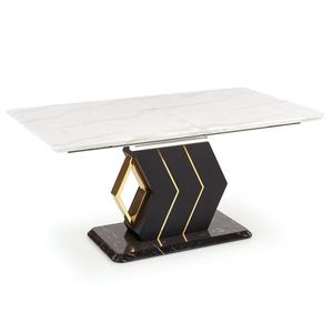 HALMAR Vincenzo rozkladací jedálenský stôl biely mramor / čierna / zlatá vyobraziť