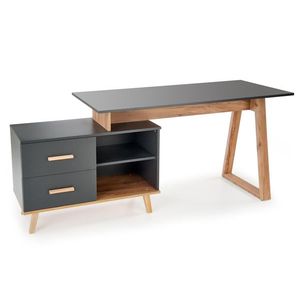 HALMAR Sergio XL rohový písací stôl so zásuvkami antracit / dub wotan vyobraziť