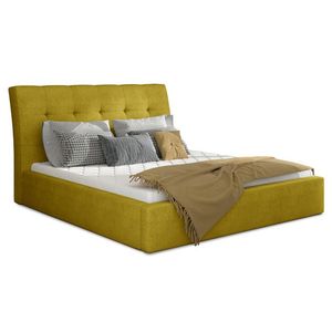 NABBI Ikaria 140 čalúnená manželská posteľ s roštom žltá vyobraziť