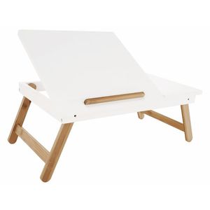 KONDELA Melten stolík na notebook biela / bambus vyobraziť
