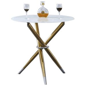 KONDELA Donio okrúhly jedálenský stôl biela / zlatá vyobraziť