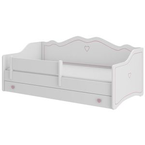 NABBI Elin detská posteľ s matracom a úložným priestorom 80x160 cm biela / ružový vzor vyobraziť