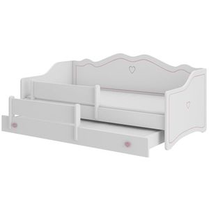 NABBI Elisa II detská posteľ s prístelkou a matracmi 80x160 cm biela / ružový vzor vyobraziť