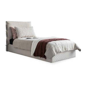 Béžová čalúnená jednolôžková posteľ s úložným priestorom s roštom 90x200 cm Sleepy Luna – Miuform vyobraziť