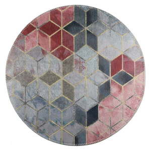 Ružovo-svetlosivý umývateľný okrúhly koberec ø 80 cm – Vitaus vyobraziť