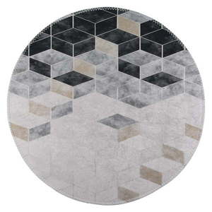 Biely/sivý umývateľný okrúhly koberec ø 120 cm – Vitaus vyobraziť