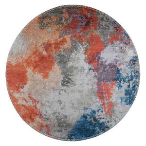 Modro-oranžový umývateľný okrúhly koberec ø 120 cm – Vitaus vyobraziť