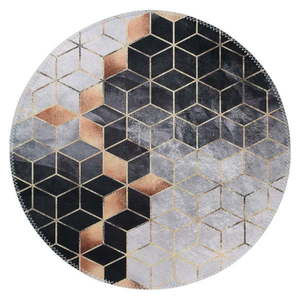 Čierno-biely umývateľný okrúhly koberec ø 80 cm – Vitaus vyobraziť