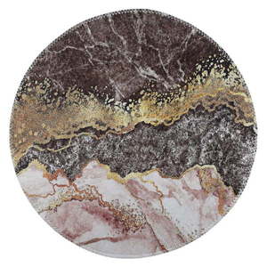 Umývateľný okrúhly koberec v hnedo-zlatej farbe ø 80 cm – Vitaus vyobraziť