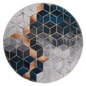 Umývateľný okrúhly koberec v bielo-petrolejovej farbe ø 100 cm – Vitaus vyobraziť