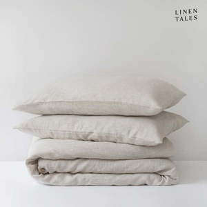 Bielobéžové ľanové obliečky na jednolôžko 135x200 cm – Linen Tales vyobraziť