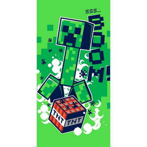 Zelená bavlnená detská osuška 70x140 cm Minecraft Boom - Jerry Fabrics vyobraziť