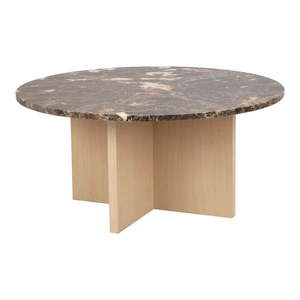 Hnedý mramorový okrúhly konferenčný stolík 90x90 cm Brooksville - Rowico vyobraziť