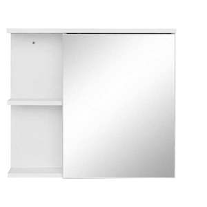 Biela závesná/so zrkadlom kúpeľňová skrinka 60x53 cm Mirza - Støraa vyobraziť