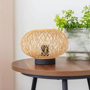 Lindby Lindby Solvira stolová lampa, oplet bambus okrúhla vyobraziť