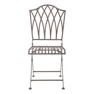 Hnedá kovová skladacia záhradná stolička – Esschert Design vyobraziť