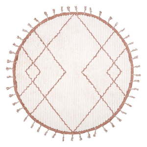 Bielo-hnedý bavlnený ručne vyrobený koberec Nattiot Come, ø 120 cm vyobraziť