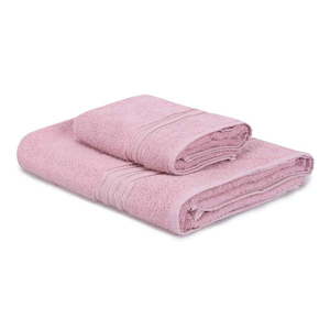 Ružové bavlnené uteráky a osušky v súprave 2 ks Dora – Foutastic vyobraziť