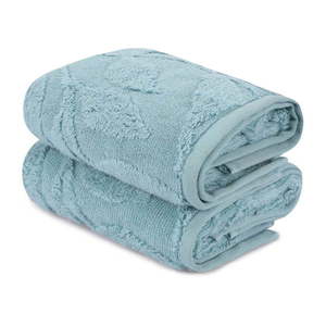 Tyrkysovomodré bavlnené uteráky v súprave 2 ks 50x90 cm Estela – Foutastic vyobraziť