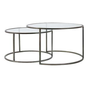 Sivé sklenené okrúhle konferenčné stolíky v súprave 2 ks ø 75 cm Duarte - Light & Living vyobraziť