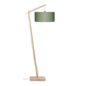 Stojacia lampa so zeleným tienidlom a konštrukciou z bambusu Good&Mojo Andes vyobraziť