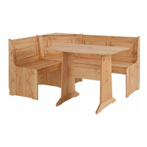 Set rohovej lavice a jedálenského stola z masívneho borovicového dreva Støraa Samantha vyobraziť