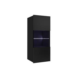 Konsimo Sp. z o.o. Sp. k. Nástenná skrinka s LED osvetlením PAVO 117x45 cm lesklá čierna vyobraziť