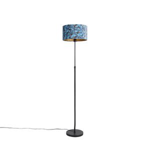 Stojacia lampa čierna s velúrovým odtieňom motýle 35 cm - Parte vyobraziť