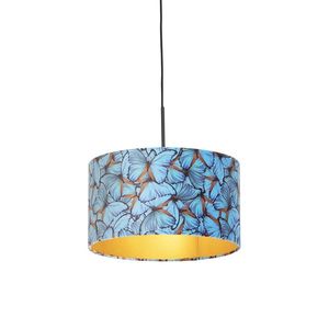 Závesná lampa s velúrovým odtieňom motýle so zlatom 35 cm - Combi vyobraziť