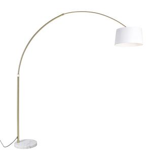 Oblúková lampa mosadzná s bielym látkovým tienidlom biela 50 cm - XXL vyobraziť