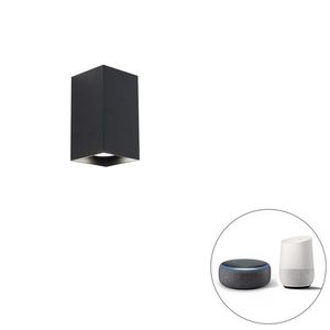 Inteligentné štvorcové nástenné svietidlo čierne vrátane Wifi GU10 - Sabbir vyobraziť