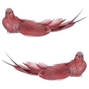 Vtáčik s klipom, vínová, 18 x 6 x 5 cm, súprava 4 ks vyobraziť