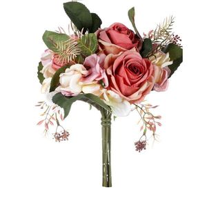 Pugét ruží a hortenzií, staroružová, 20 x 28 cm vyobraziť